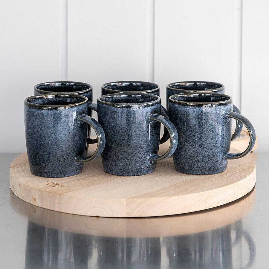 Wheel and Barrow Stoneware Mug Set/6 Mediterranean Blue | Stoneware