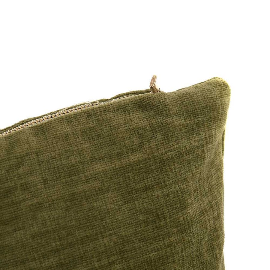 Wheel and Barrow Cushion Velvet Olive Green 30X50Cm | Cushions