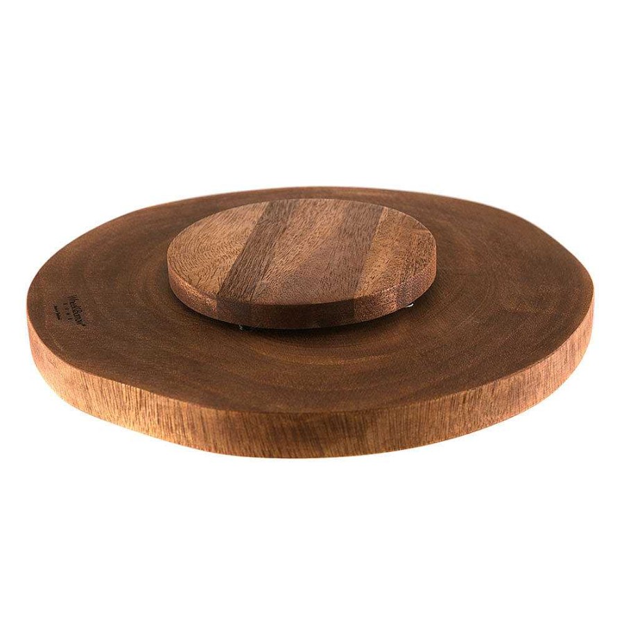 Wheel and Barrow Acacia Wood Lazy Susan 31.5X4Cm | Wine & Cheese Tasting