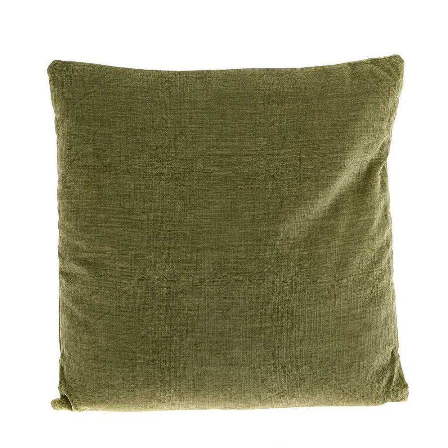 Wheel and Barrow Cushion Velvet Olive Green 50X50Cm | Cushions