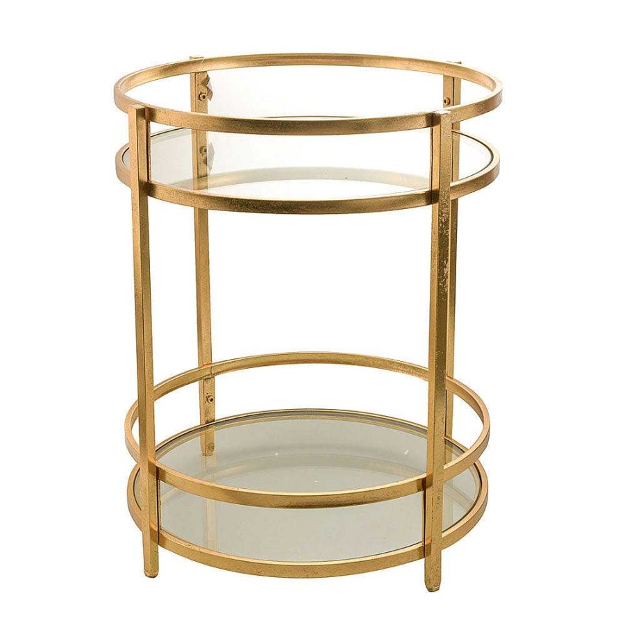 Wheel and Barrow Drinks Trolley Iron/Glass Gold 74.5X55Cm | Gold Barware