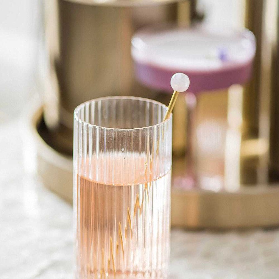 Wheel and Barrow Brass Stirrer With Pink Resin | Bar Tools & Accessories