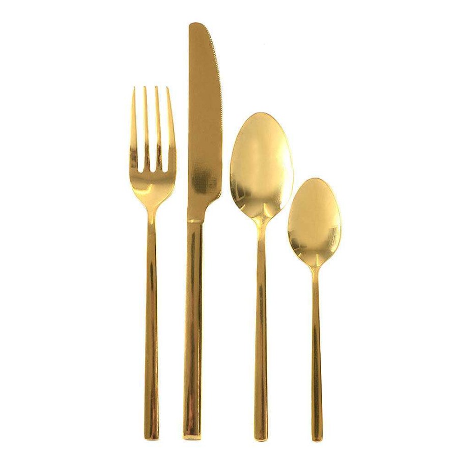 Wheel and Barrow 16 Piece Cutlery Set Light Gold 18/10 Stainless Steel | Bogart Cutlery Range