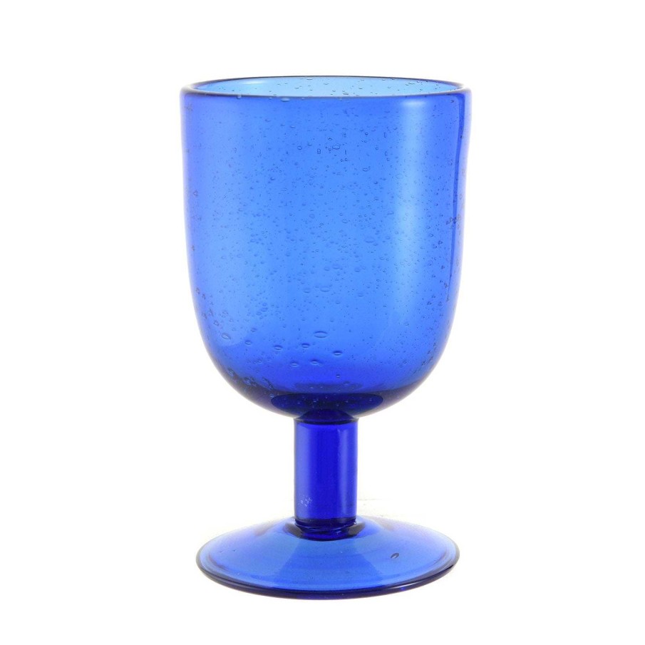 Wheel and Barrow Wine Glass Bubble Cobalt Blue 350Ml | Blue Splash