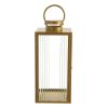 Wheel and Barrow Lantern Rectangle Steel Gold With Ribbed Glass 21X53Cm | Lanterns & Hurricanes