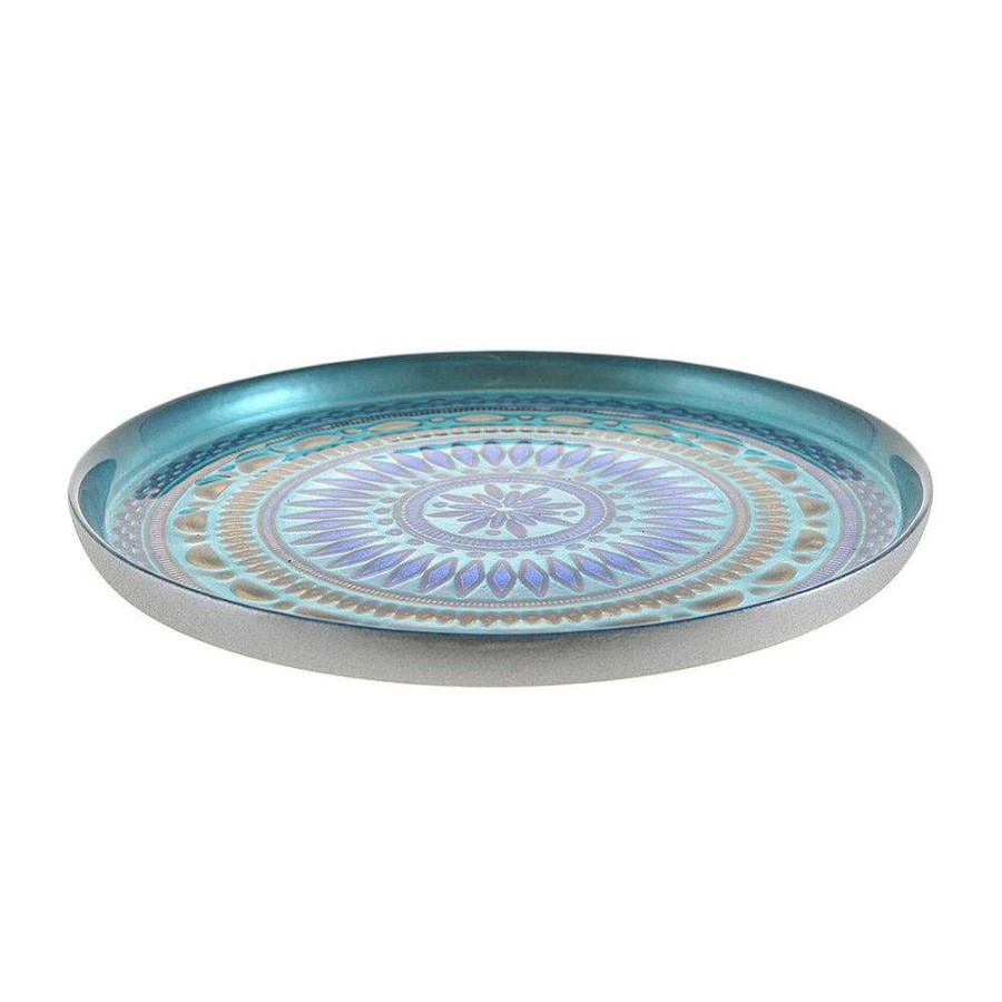 Wheel and Barrow Plate Round Lidya Copper & Cobalt 21Cm | Serving Platters