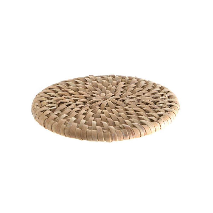 Wheel and Barrow Rattan Coaster Set/6 White | Coasters