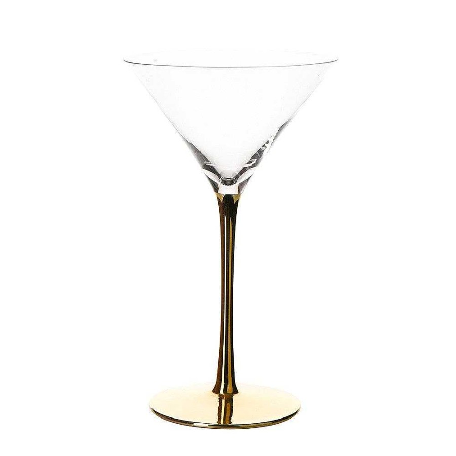 Wheel and Barrow Martini Glass Gold Stem 255Ml | Gold Barware