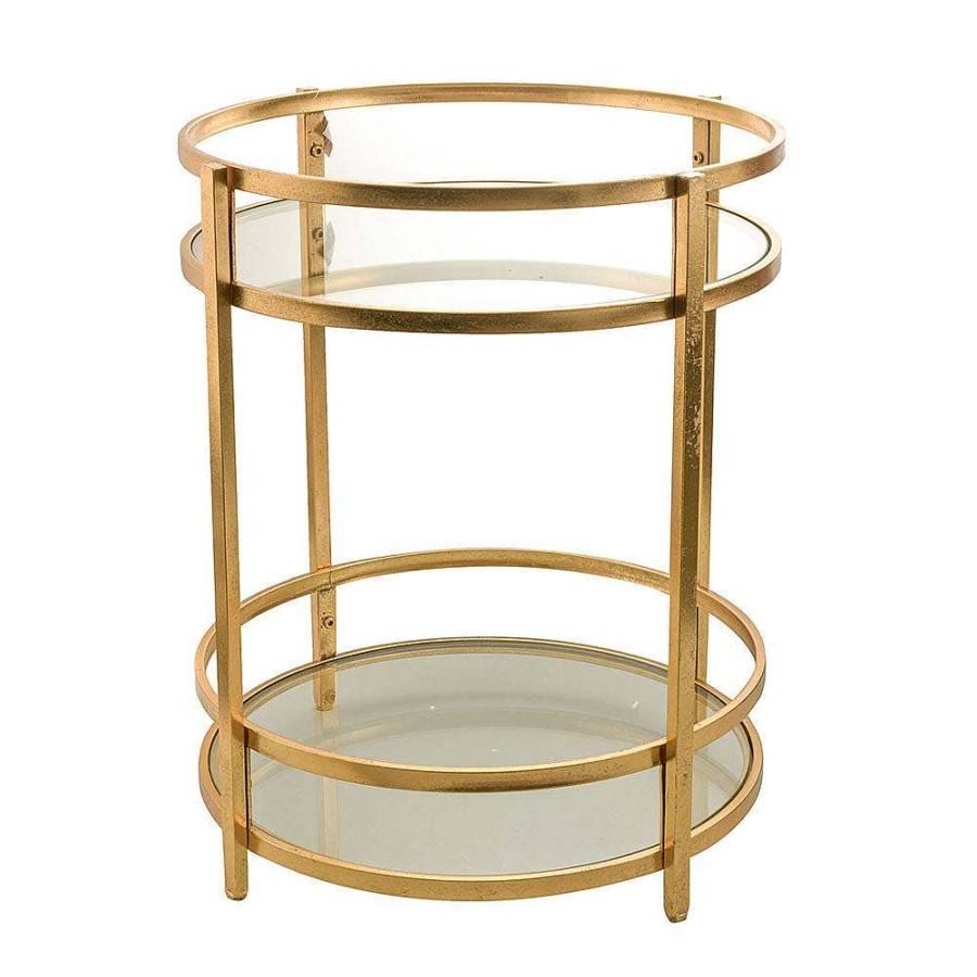 Wheel and Barrow Drinks Trolley Iron/Glass Gold 74.5X55Cm | Bar Trolleys