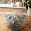 Wheel and Barrow Pouff Square Natural/Grey 50X50X35Cm | Decorative Items