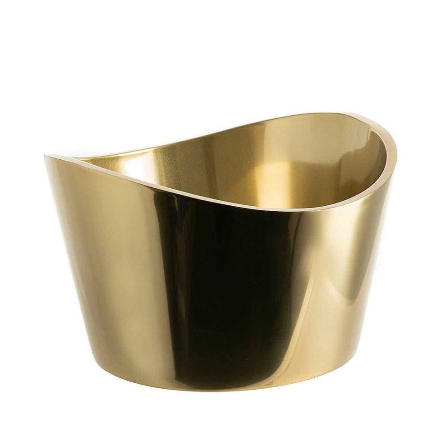 Wheel and Barrow Wine Cooler Gold S/S Oval Wave Cut Large | Gold Barware