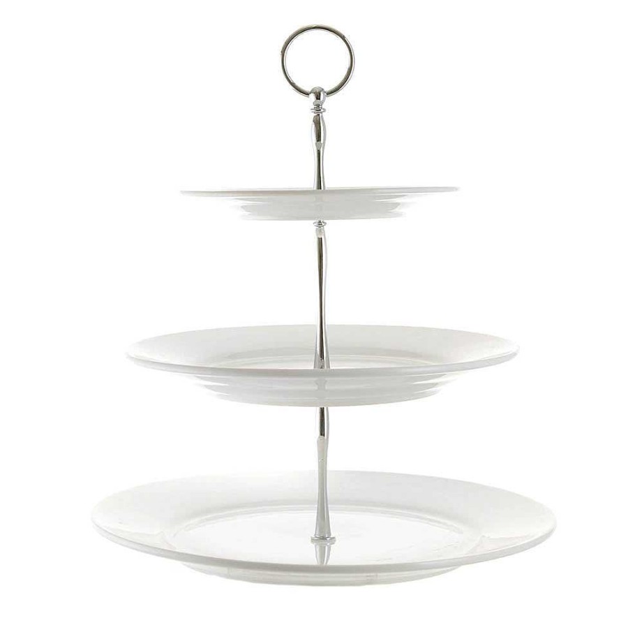 Wheel and Barrow Serving Stand 3 Tier With White Plates 30/25/18Cm | Cake Stands, Tiered Stands & Servers