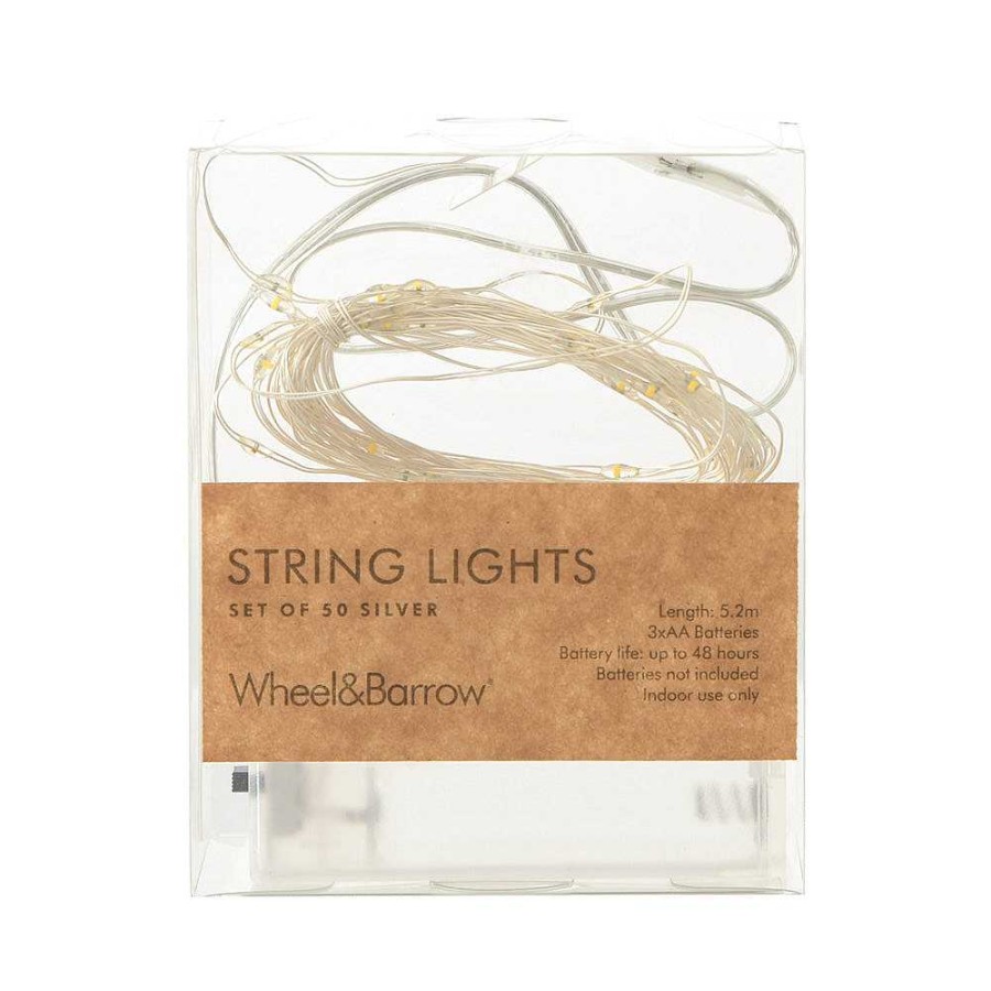 Wheel and Barrow String Lights Silver 50 Bulbs 5.2M | Lamps & Lighting