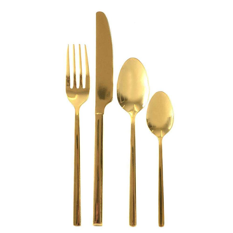 Wheel and Barrow 16 Piece Cutlery Set Light Gold 18/10 Stainless Steel | Cutlery