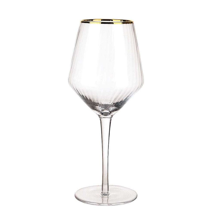 Wheel and Barrow Optic Wine Glass With Gold Rim 720Ml | Cocktail