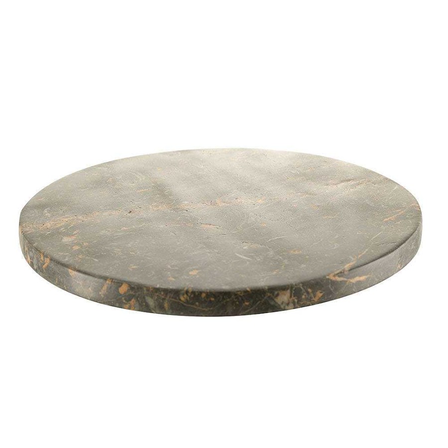 Wheel and Barrow Board Round Black Golden Flower 32.5Cm | Gold Barware