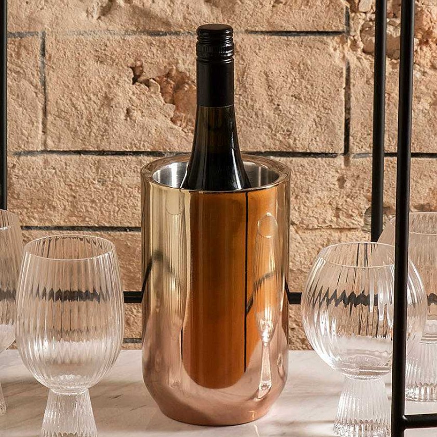 Wheel and Barrow Malibu Double Wall Wine Cooler Gold Ombre | Gold Barware