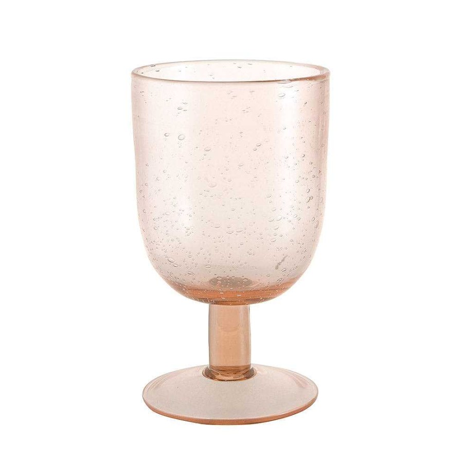 Wheel and Barrow Wine Glass Bubble Rose Pink 350Ml | Wine Glasses