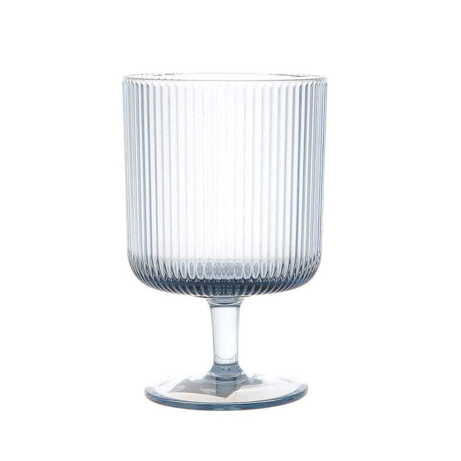 Wheel and Barrow Wine Glass Ms Ribbed Blue 295Ml | Outdoor Drinkware