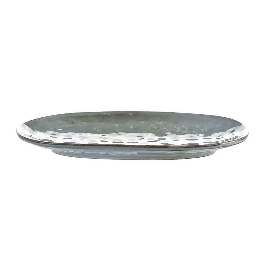 Wheel and Barrow Stoneware Platter Oval Light Blue 31X18Cm | Serving Platters