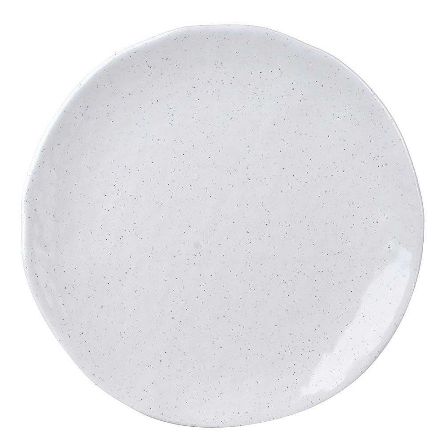 Wheel and Barrow Melamine Plate Speckle White 28Cm | Blue Splash