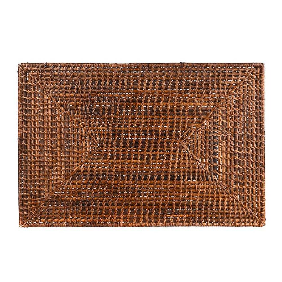 Wheel and Barrow Rattan Placemat Dark Brown 45Cm | Placemats