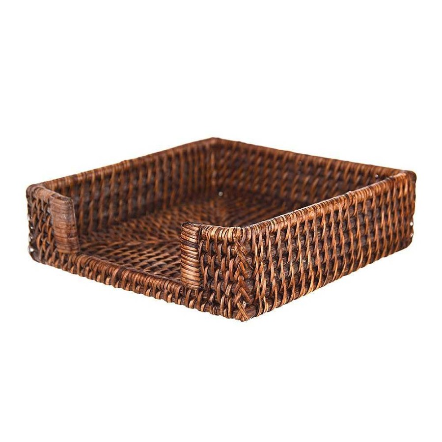 Wheel and Barrow Rattan Napkin Holder Dark Brown 18Cm | Sunrise Range