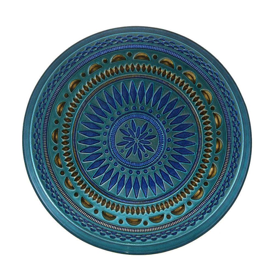 Wheel and Barrow Plate Round Lidya Copper & Cobalt 21Cm | Serving Platters