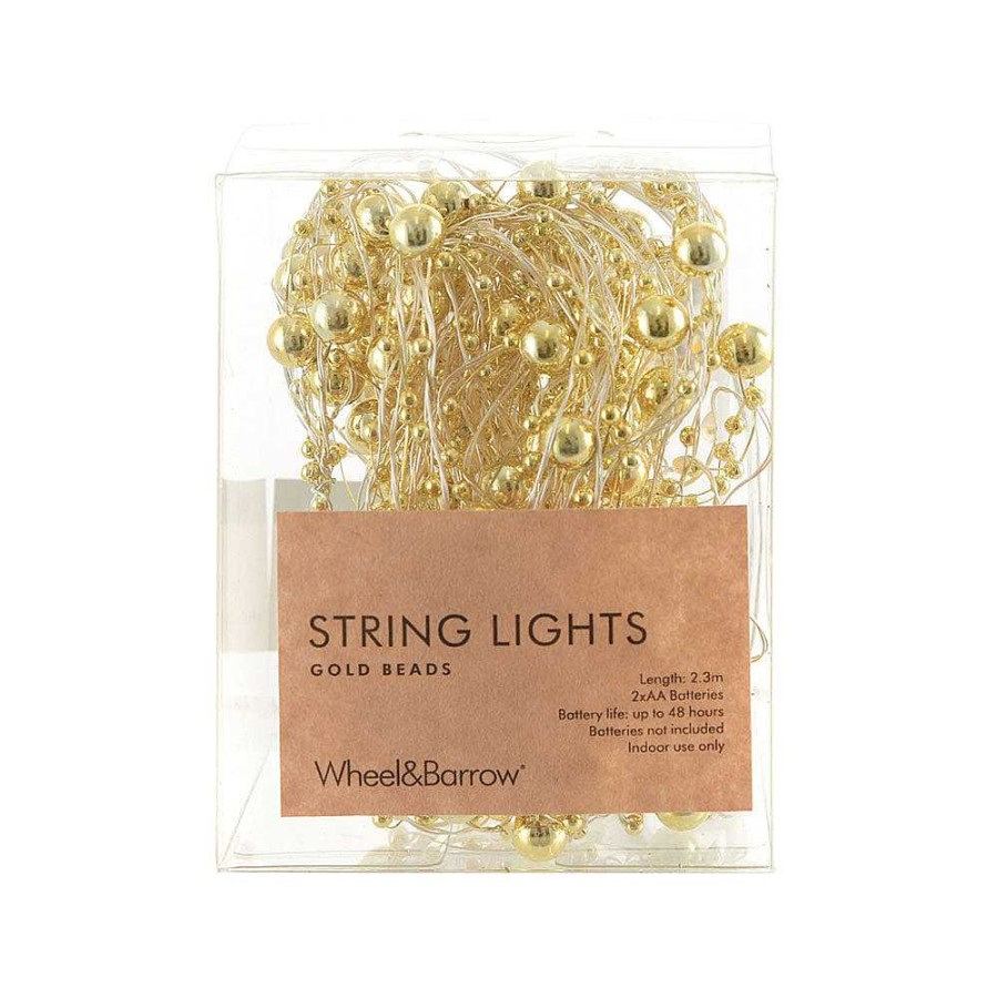 Wheel and Barrow String Lights Gold Beads 2.3M | Lamps & Lighting