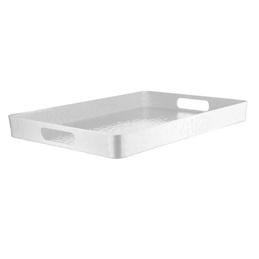 Wheel and Barrow Melamine Hammered Tray White 48X34X5Cm | Outdoor Servingware