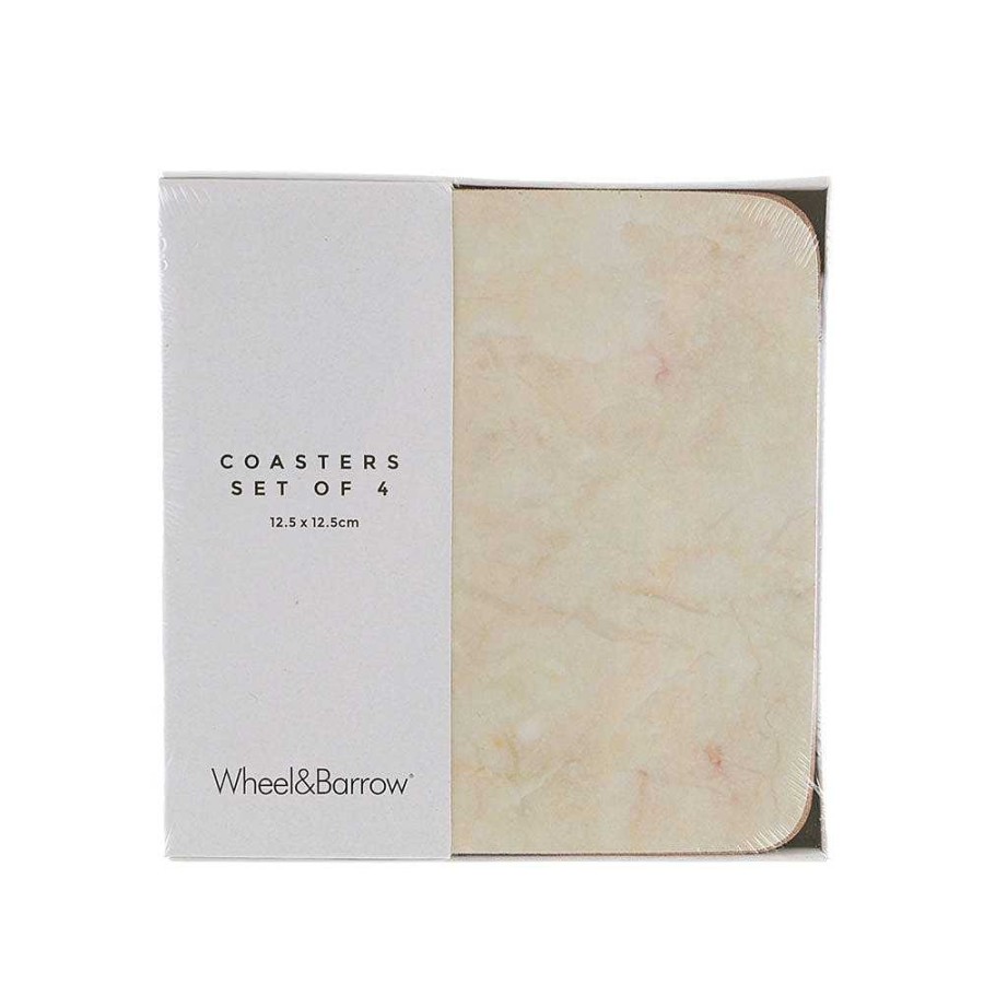 Wheel and Barrow Cork Backed Coaster Square Set/4 Blush Stone 12.5Cm | Blue Splash