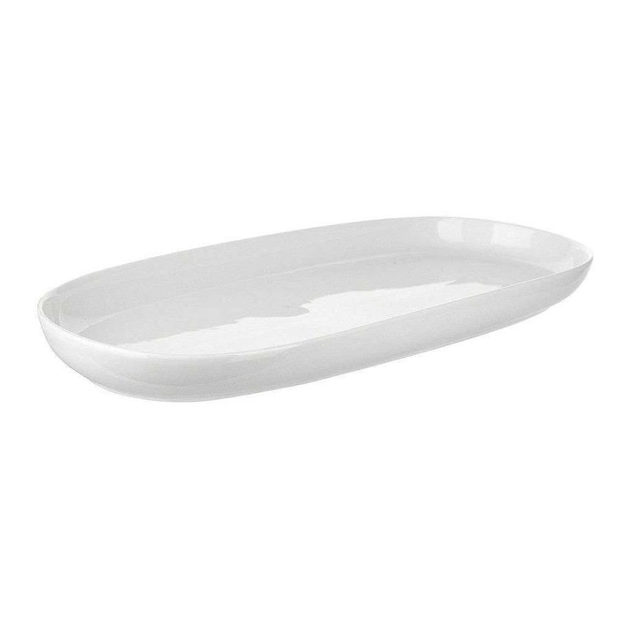 Wheel and Barrow Porcelain Serving Plate Oval White Medium 42X19X4Cm | Serving Platters