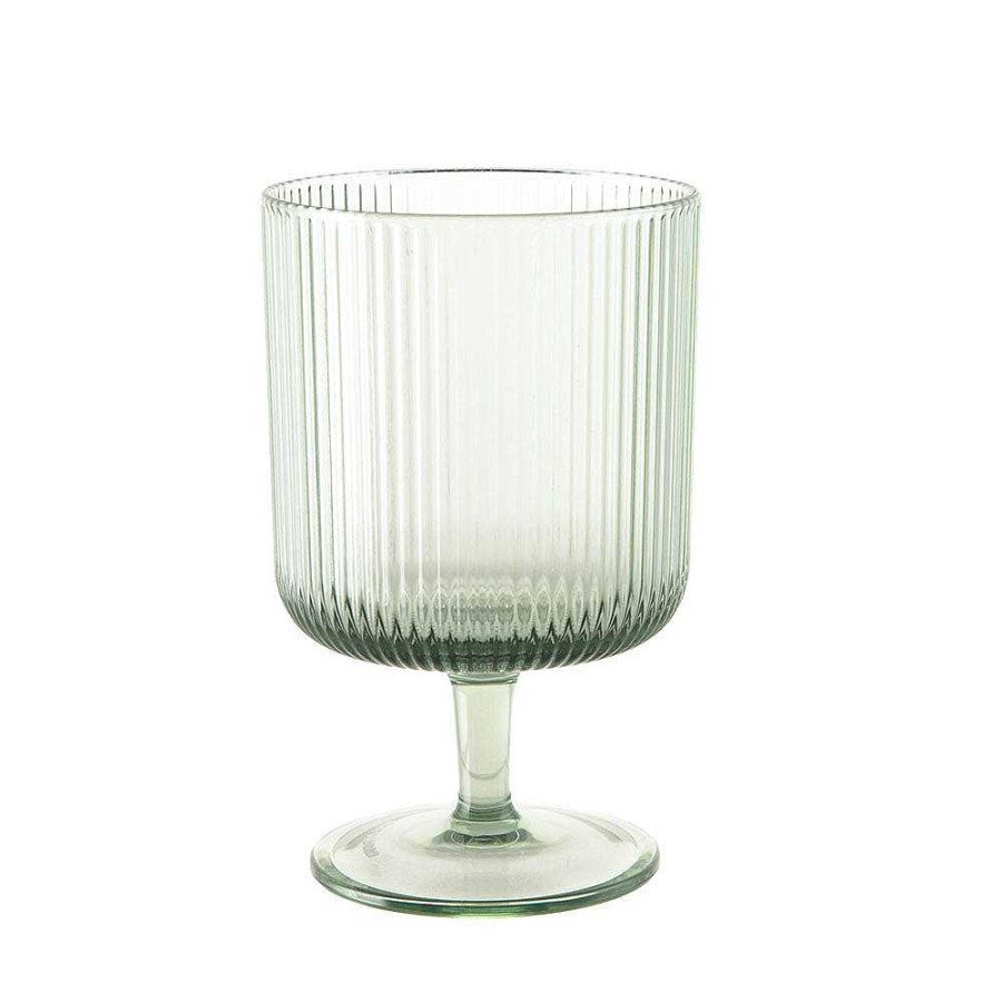 Wheel and Barrow Acrylic Ribbed Wine Glass Green 295Ml | Sunrise Range