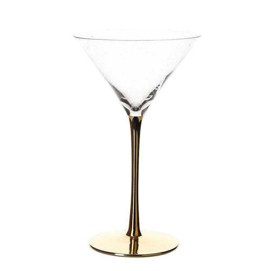 Wheel and Barrow Martini Glass Gold Stem 255Ml | Metallic Stem