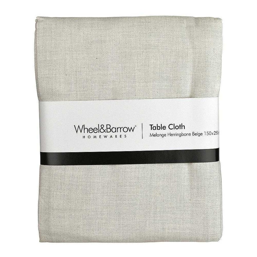 Wheel and Barrow Herringbone Tablecloth Melange Beige 150X250Cm | Table Cloths