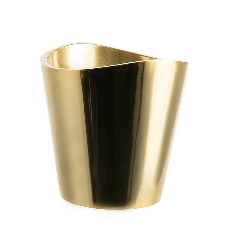 Wheel and Barrow Wine Cooler Gold S/S Round Wave Cut Medium | Gold Barware