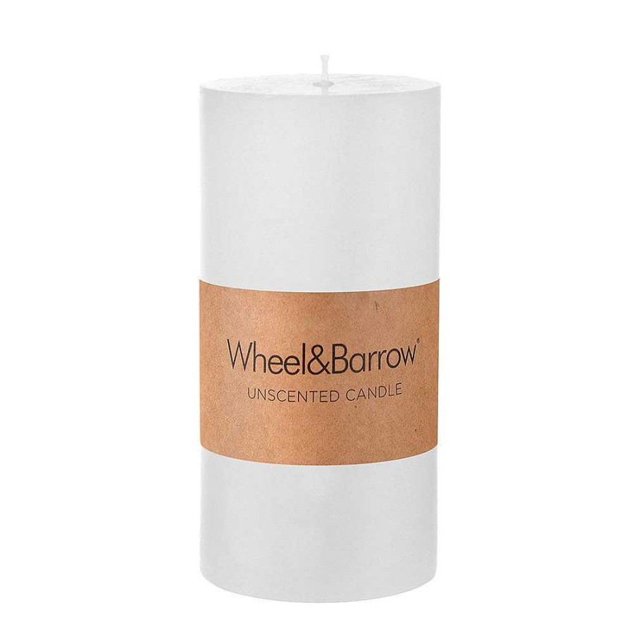 Wheel and Barrow Pillar Candle White 10X20Cm | Candles & Home Fragrance