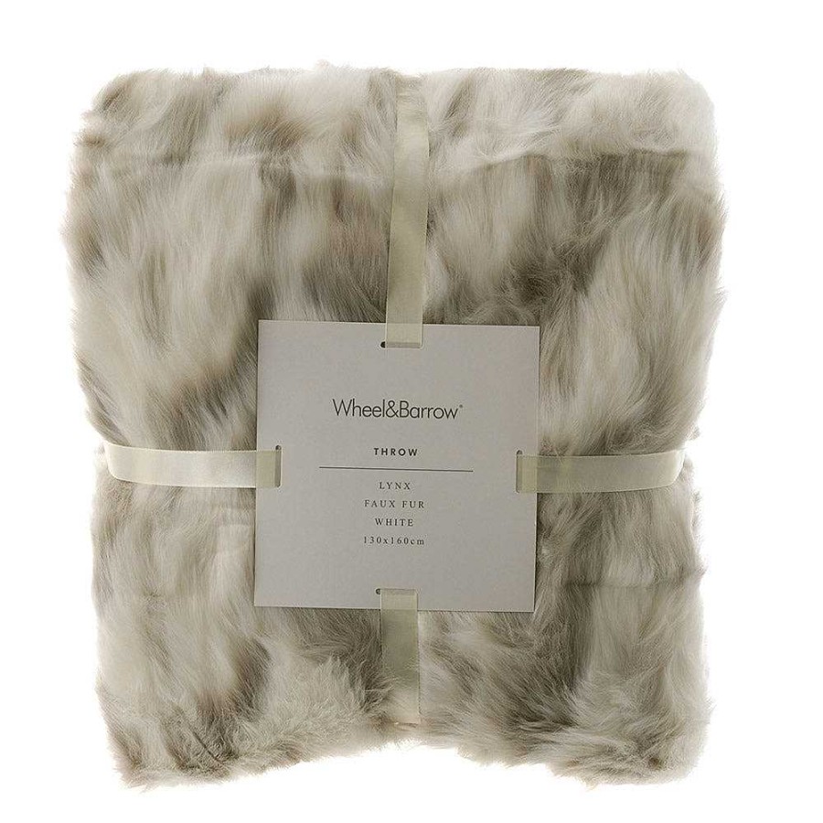 Wheel and Barrow Throw Lynx Faux Fur White 130X160Cm | Cushions