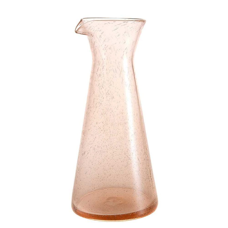 Wheel and Barrow Glass Carafe Bubble Rose Pink 985Ml | Gold Barware