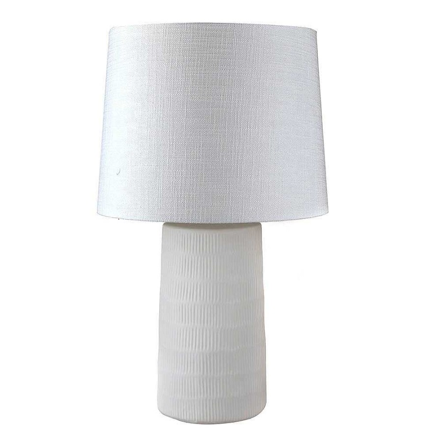 Wheel and Barrow Lamp Ribbed Texture Base Matt White 67Cm | Lamps & Lighting