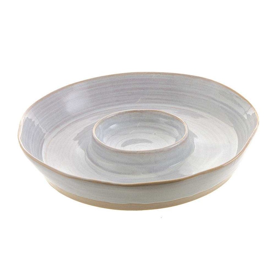 Wheel and Barrow Ceramic Round Chip N' Dip 28Cm | Condiment & Dip Bowls