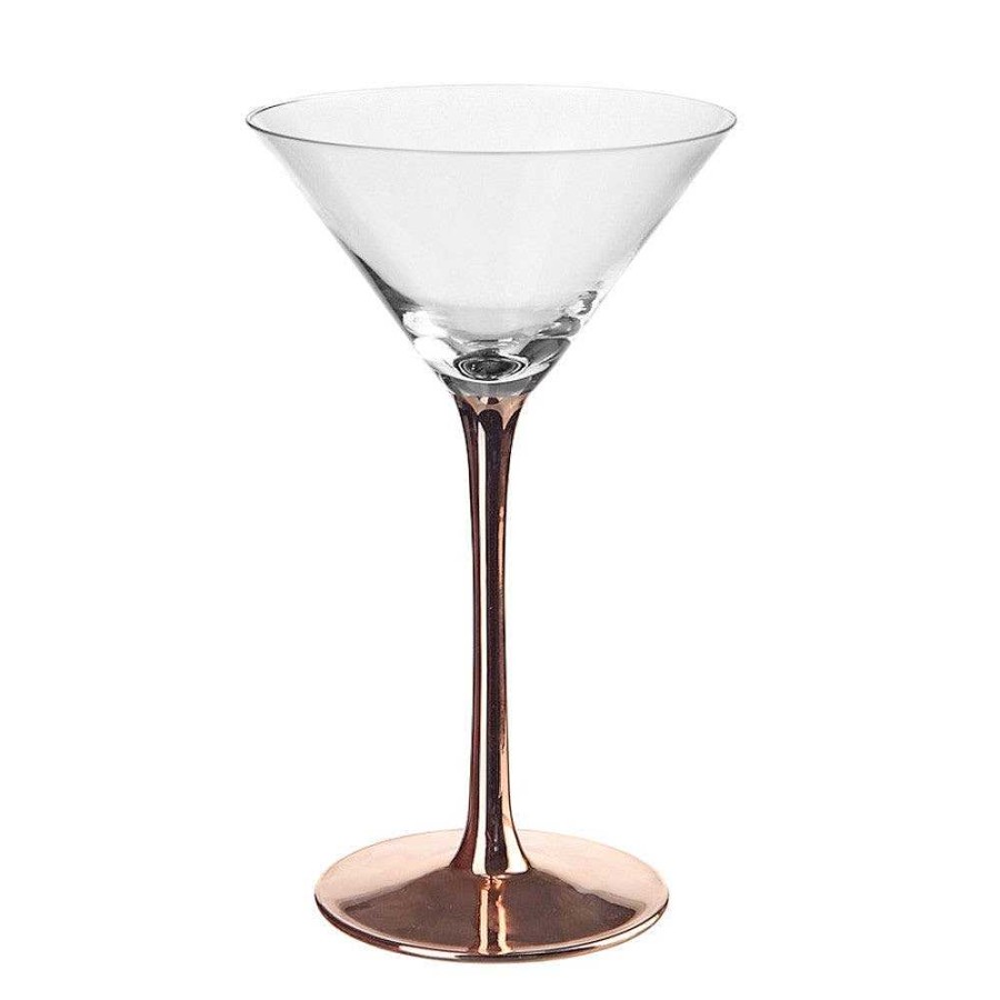 Wheel and Barrow Martini Glass Copper Stem 255Ml | Metallic Stem