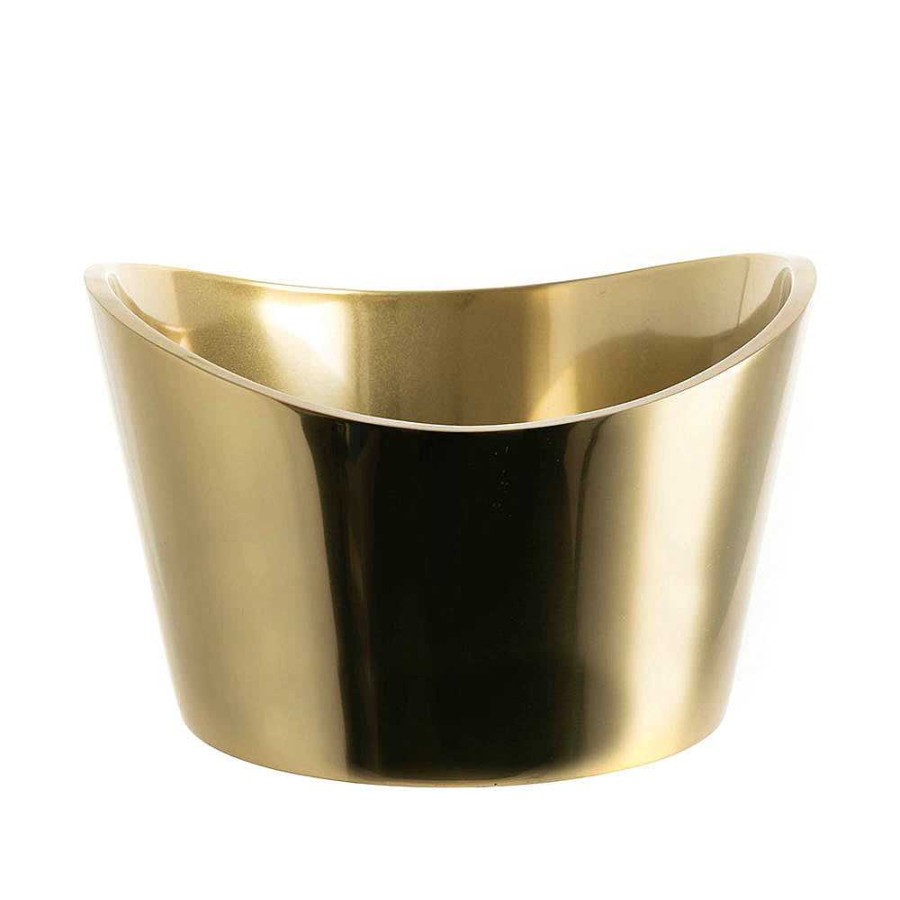 Wheel and Barrow Wine Cooler Gold S/S Oval Wave Cut Large | Gold Barware