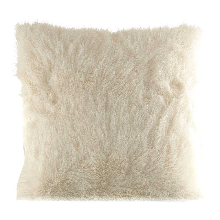 Wheel and Barrow Faux Fur Cushion With Velvet Back White 50X50Cm | Living Room