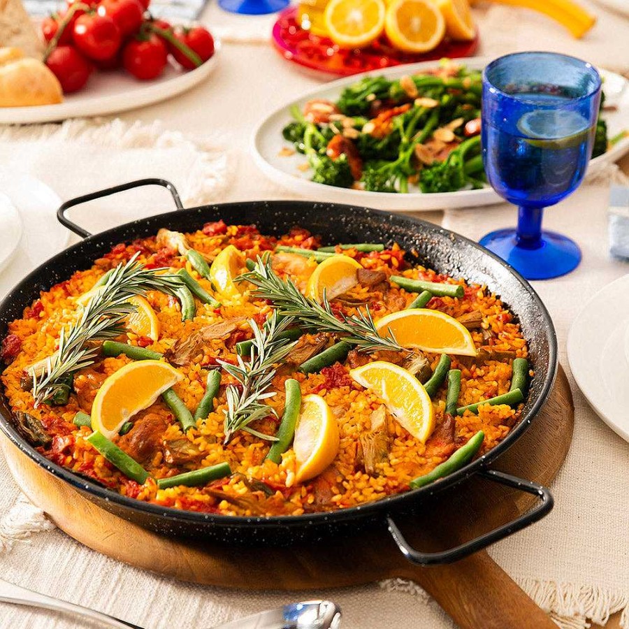 Wheel and Barrow Enamel Paella Pan 36Cm | Featured