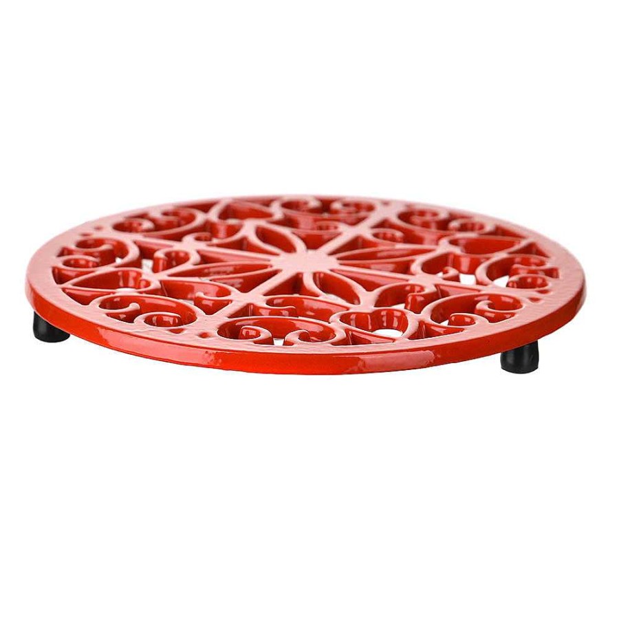 Wheel and Barrow Cast Iron Kitchen Trivet Red 20Cm | Cast Iron