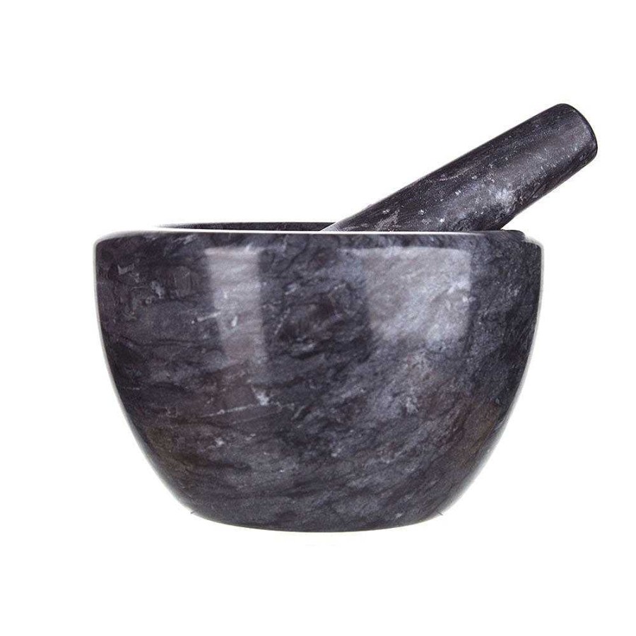 Wheel and Barrow Marble Rounded Mortar & Pestle Dark Grey 17X10Cm | Mortar & Pestles