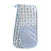 Wheel and Barrow Gingham Double Oven Mitt Blue | Mitts