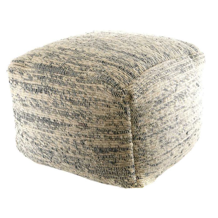 Wheel and Barrow Pouff Square Natural/Grey 50X50X35Cm | Decorative Items