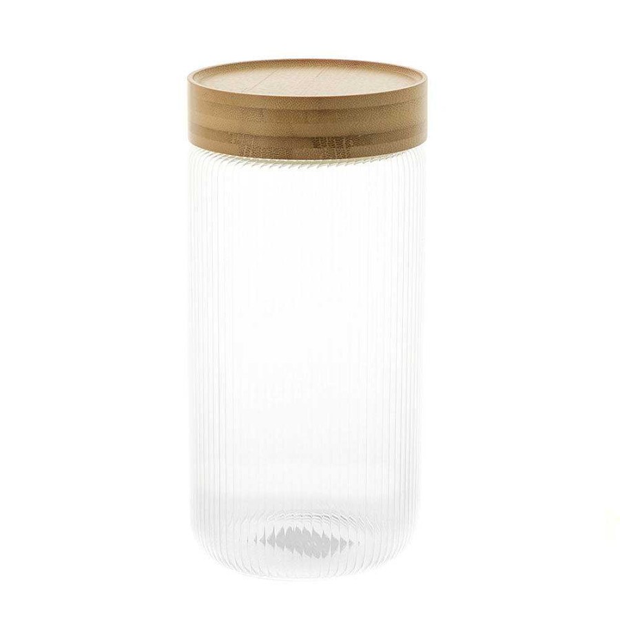 Wheel and Barrow Storage Canister Ribbed Glass 1200Ml | Home Storage